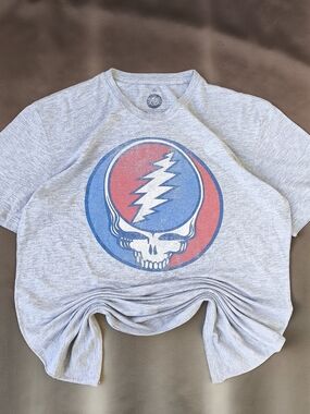 Grateful Dead Ripple Junction Repo Thinned Faded Gray Tee Graphic Size XL Fits L